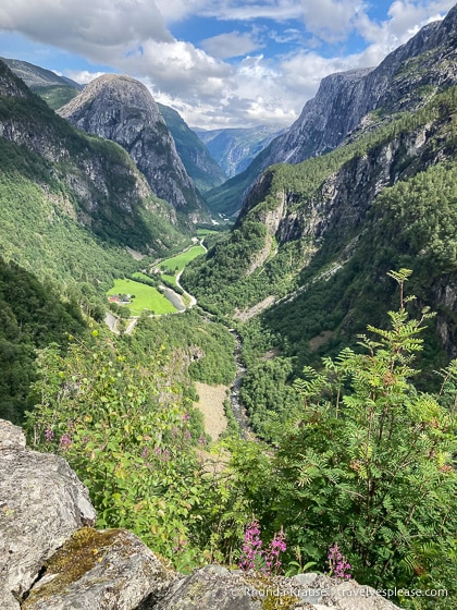 Naeroy Valley framed by steep mountains.