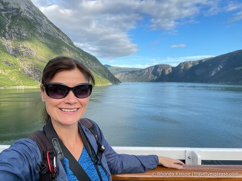 Me taking a selfie on the ship in Eidfjord.
