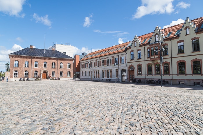 Buildings around the central square in Kristiansand’s Old Town.