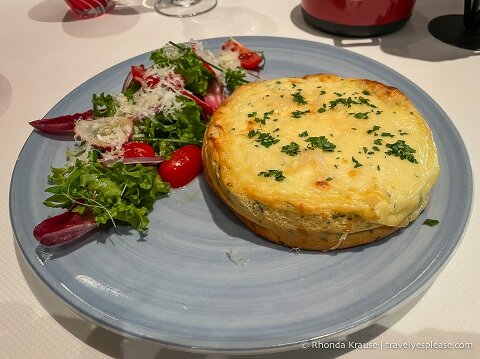 Cheese souffle with a side salad.