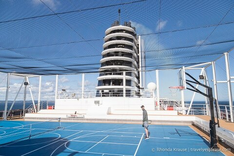 Sport court on the deck of the Rotterdam ship.