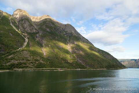 Morning light on the mountains along Hardangerfjord.