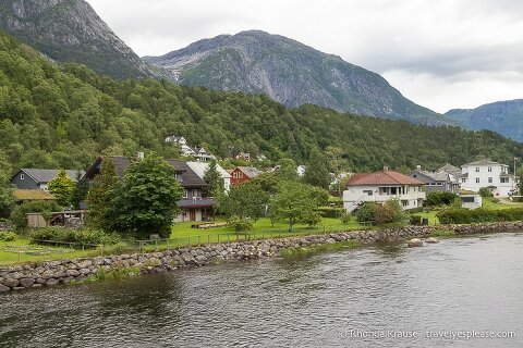 Houses along the river in Eidfjord.