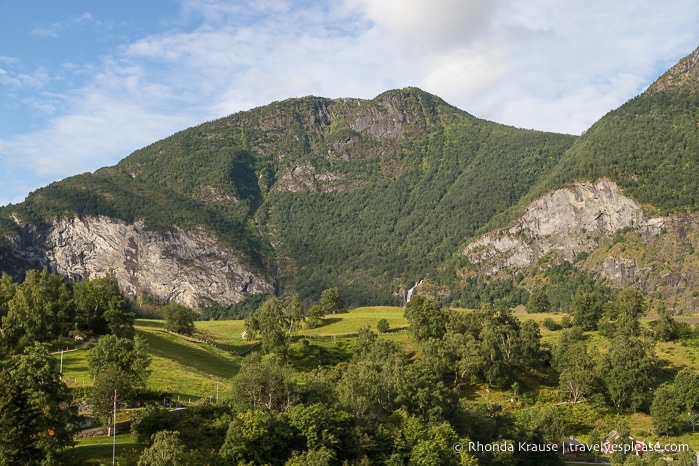 Mountain peak above the hillside Fretheim Cultural Park.