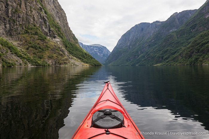 Kayaking in Nærøyfjord.