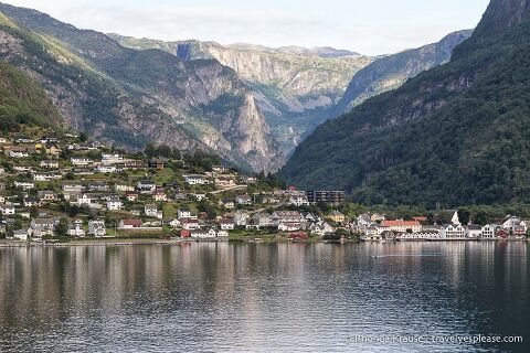 Town on the shore of Sognefjord.