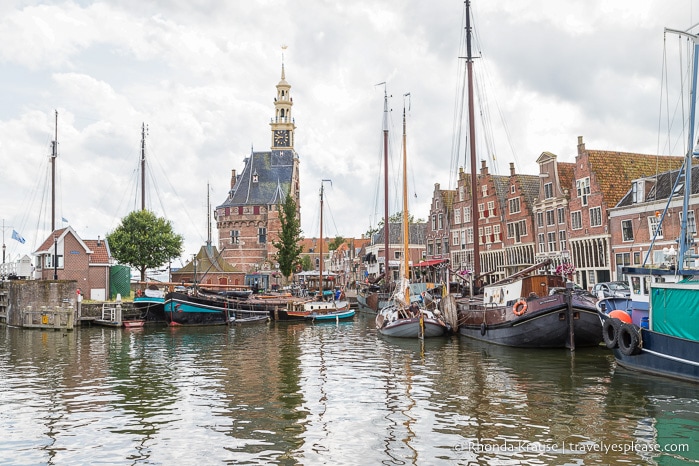 Sailboats docked in the harbour at Hoorn.