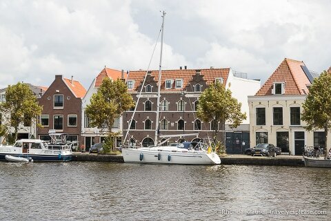 Boats and houses in Haarlem.