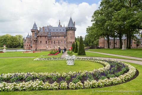 Flower garden with De Haar Castle in the background.