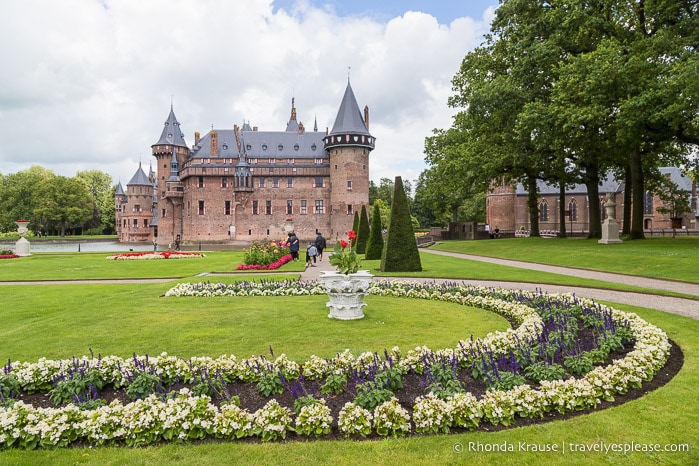 Flower garden with De Haar Castle in the background.