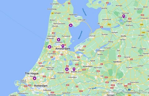 Netherlands trip map- places we included on our Netherlands itinerary.