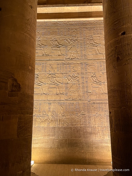Carvings inside the hypostyle hall.