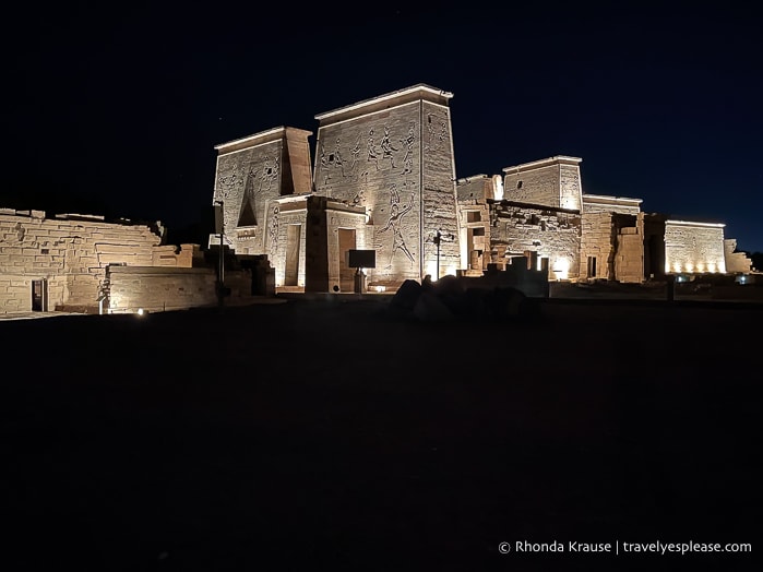 Philae Temple at night during the sound and light show.