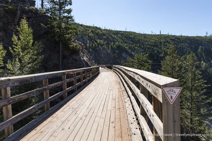 Wooden trestle bridge.