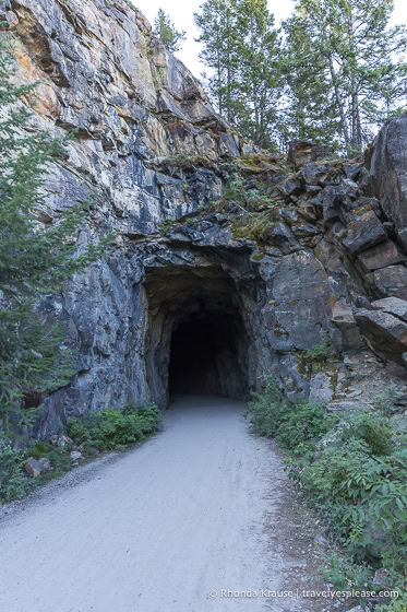 Rock tunnel on Myra Canyon Trail.