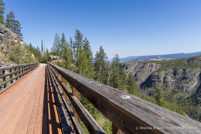 Wooden bridge with a view of the canyon.