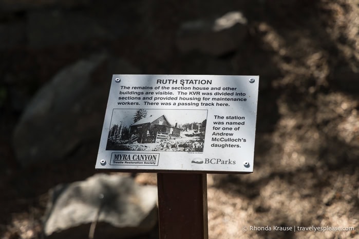 Sign with information about Ruth Station.