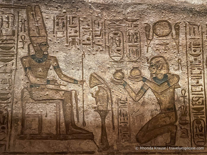 Relief inside the Great Temple of an offering to Amun.