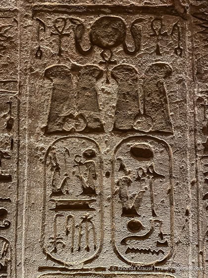 Cartouches on the wall.