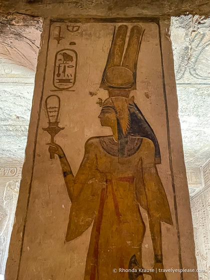 Pillar with a relief of Nefertari playing a sistrum.