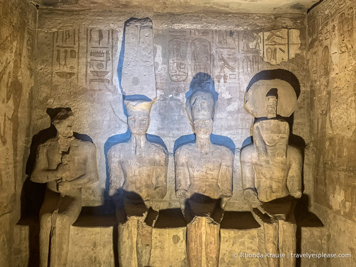 Sculptures in the sanctuary of the Great Temple of Ramesses II at Abu Simbel.