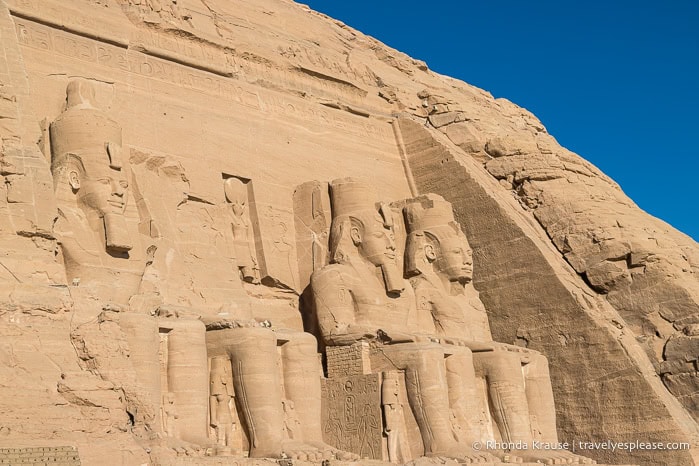 Rock statues on the facade of the Temple of Ramesses II.