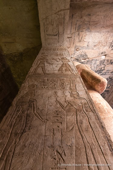 Pillar decorated with reliefs.