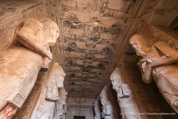 Statues of Ramesses II inside the Great Temple.