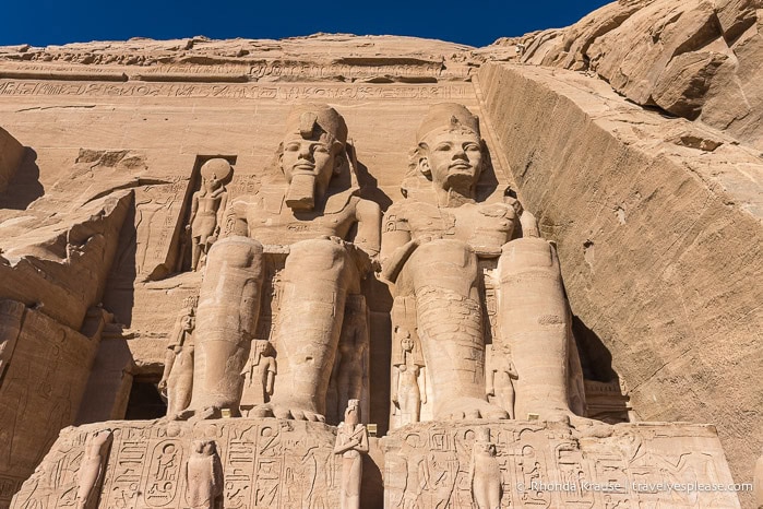 Colossi of Ramesses II on the facade of the Great Temple.