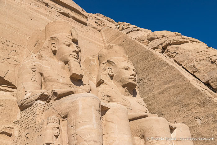 Statues of Ramesses II on the facade of the Great Temple.