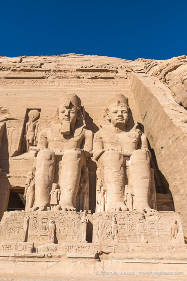 Colossi of Ramesses II on the Great Temple at Abu Simbel.