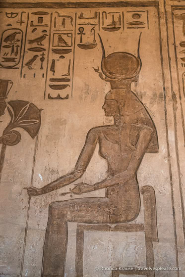 Relief of Hathor on the wall.