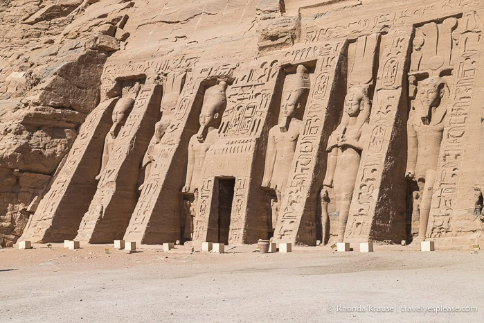 Exterior of the Temple of Hathor and Nefertari at Abu Simbel.