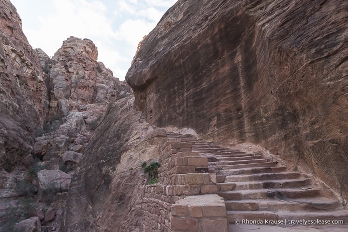 Stairs along the canyon wall.
