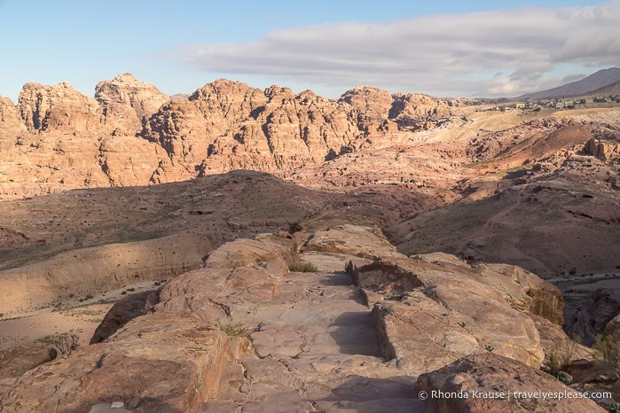 Trail and the mountainous landscape of Petra.