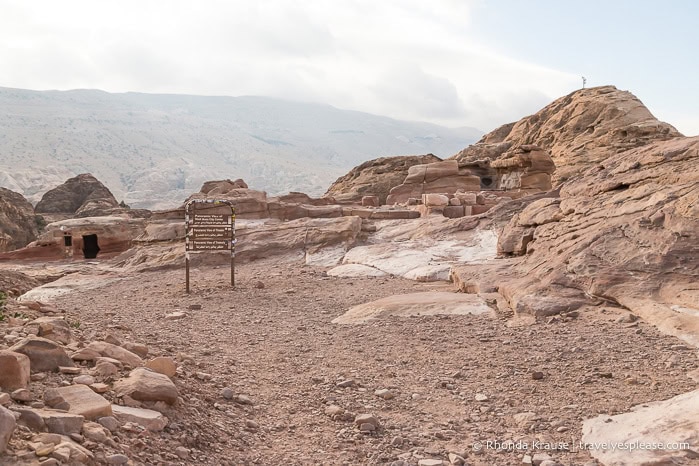 Rocks surrounding a flat area at the high point of Al-Khubtha Trail.