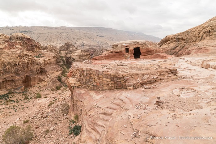 Shelter made out of rock beside the valley.