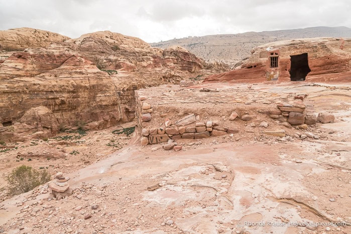 Shelter made out of rock above the valley.
