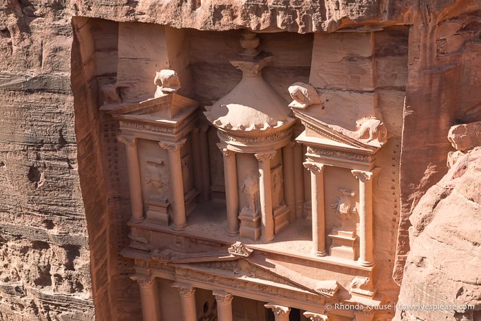 Zoomed in view of the top of the Treasury.