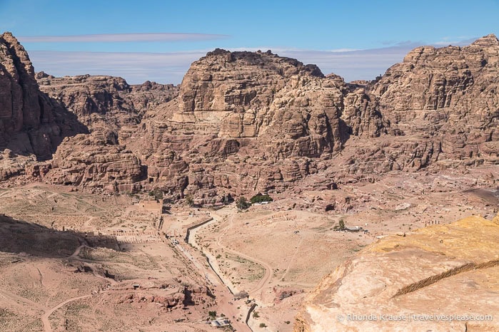 Panoramic view of Petra's ancient city centre.
