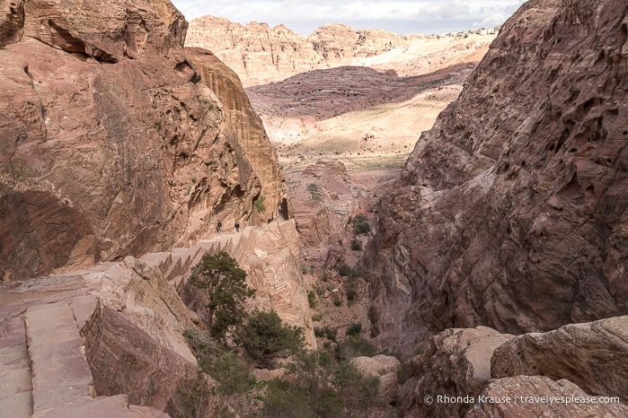 Stairs in a canyon on Al-Khubtha Trail.