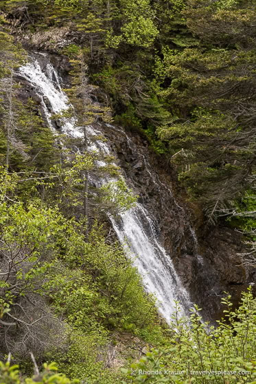 Close up a waterfall in the forest.