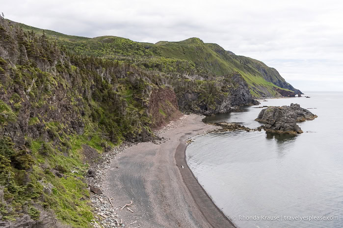 Cliffs and beach.