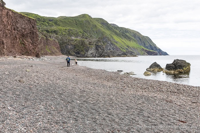 Beach and cliffs.