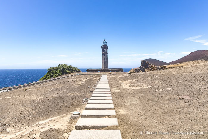 Walkway leading to the Capelinhos Lighthouse on Faial Island. 