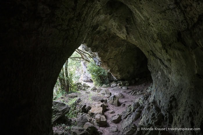Inside the Furna da Maria Encantada lava tube. 