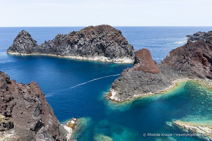 Rock formations in the ocean. 