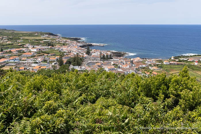 View of Santa Cruz da Graciosa and the ocean. 