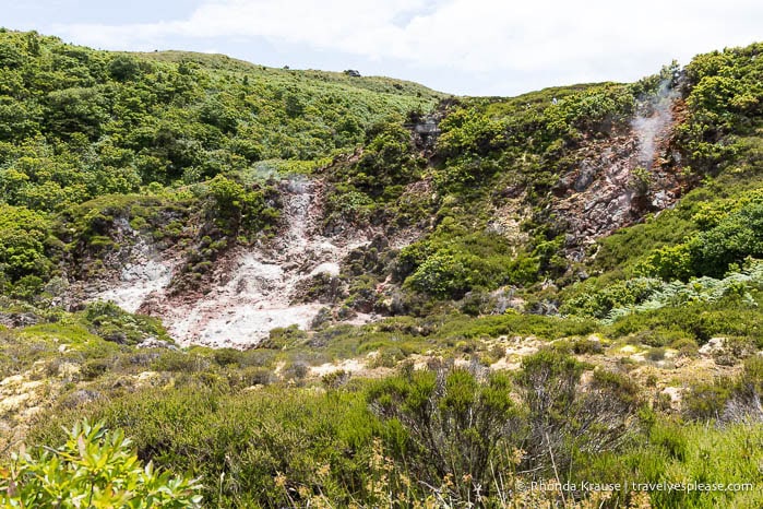 Steam rising from the ground at Furnas do Enxofre. 