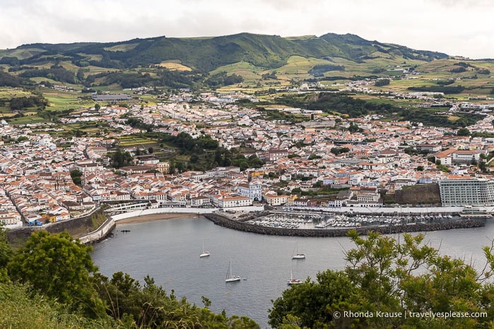 View of Angra do Heroismo and its bay. 